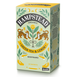 Organic Lemon Green Tea Bags - Hampstead Tea - Biodynamic and Organic Teas